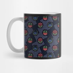 Traditional Japanese Floral Shippou Summer Flower Crest Pattern with Hydrangea, Iris, and Peony in Navy/Indigo Mug